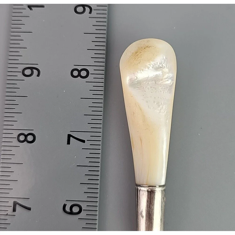 Sheffield Mother of Pearl Shell Handle Silver Plate Cold Meat Serving Fork 8.5in